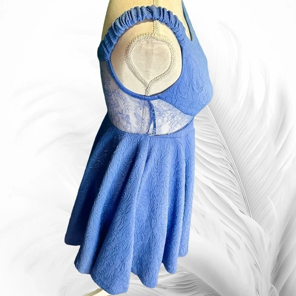 NWOT Free People Femme ‘Brooklyn’ Skater Mini Dress in Cornflower Blue Size XS